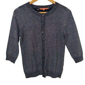 Modcloth Metallic Sparkle Iridescent Black Grey Cardigan Sweater Size Med EUC